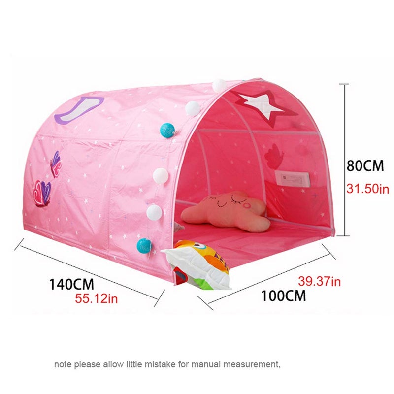 HI SUYI Children's Cabin Bed Tunnel Tent for 90-100cm in Width Loft Bed Bunk Tent,Fabric, Pink, Single - Image 3